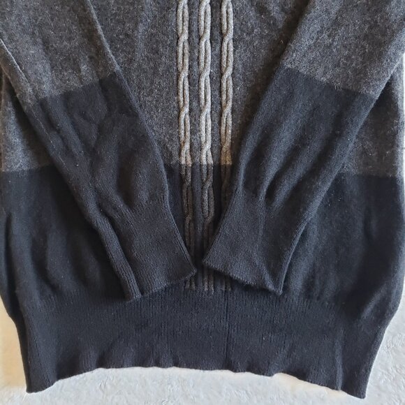 CLAN DOUGLAS Men's Crew Neck 100% Cashmere Ombre/Stripe Sweater SZ XL Long - Picture 5 of 15